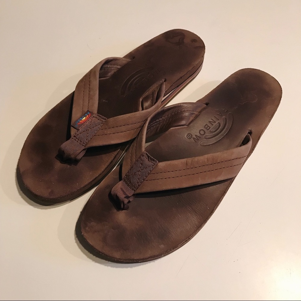 Brown Leather Rainbow Sandals